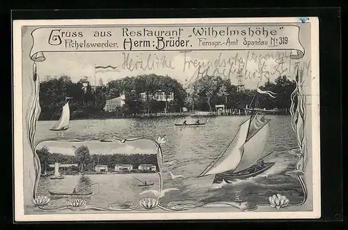 AK Berlin-Pichelswerder, Restaurant Wilhelmshöhe, Partie am See