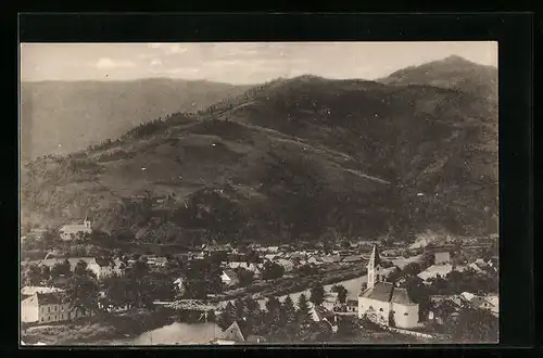 AK Rochovo, Ortspartie mit Kirche