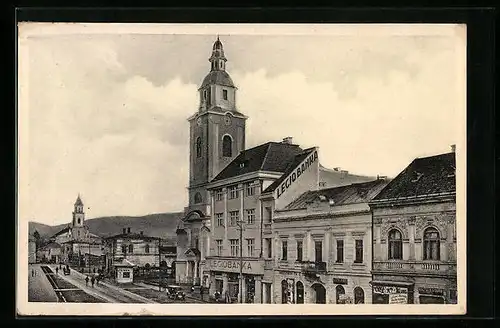 AK Berehovo, Strassenpartie mit Geschäften