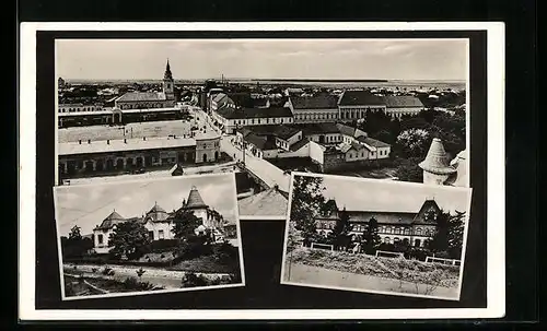 AK Beregszász, Strassenpartie mit Kirche, Gebäudeansicht, Ortspartie