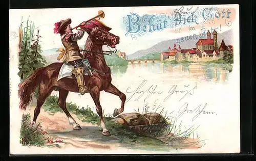 Lithographie Behüt Dich Gott!, Neujahrsgruss