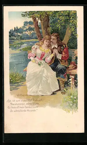 Präge-Lithographie Trompeter von Säckingen ist mit Geliebter Allein