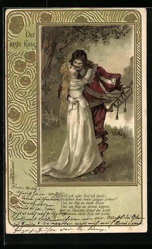 Lithographie Der erste Kuss des Trompeters von Säckingen