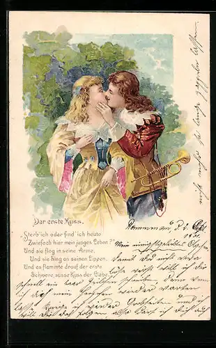 AK Musiker küsst seine Herzensdame, Der erste Kuss, Behüt Dich Gott!