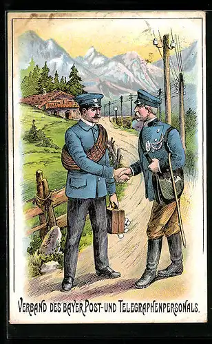 AK Verband des Bayerischen Post- und Telegraphenpersonals, Postbote und Telegraphendiensmitarbeiter in den Bergen