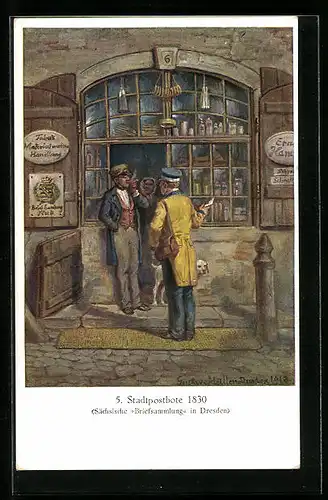 AK Stadtpostbote 1830, Sächsische Briefsammlung in Dresden