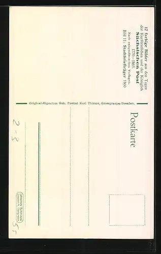 AK Stadtbriefträger überbringt einen Brief, 1860