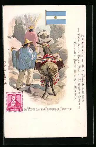 Lithographie La Poste dans la République Argentine, 4. Generalversammlung d. Bayer. Post- u. Telegraphen-Peronals 1904