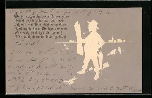 Präge-AK Schreibfauler beim Zeitungslesen