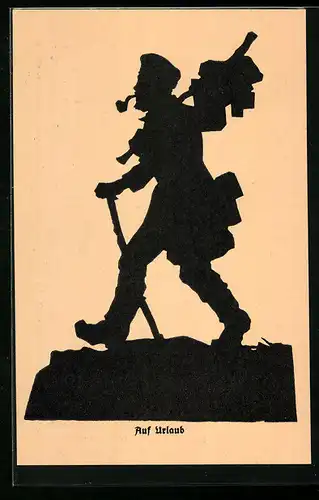 AK Soldat mit Pfeife auf Urlaub, Scherenschnitt