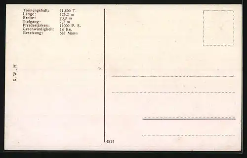 AK Kriegsschiff SMS Wittelsbach macht Fahrt