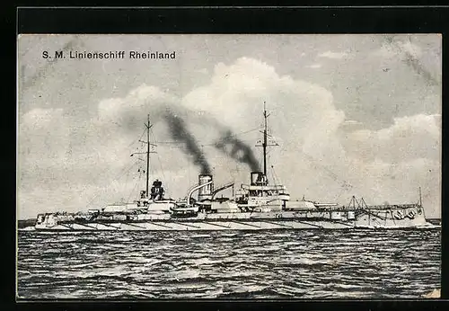 AK Kriegsschiff SM Linienschiff Rheinland