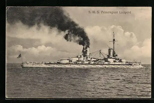 AK Kriegsschiff SMS Prinzregent Luitpold in Fahrt