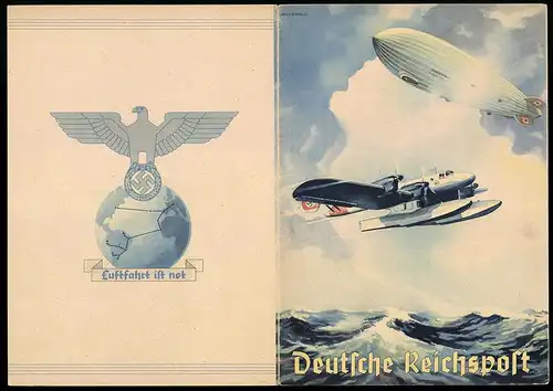Telegramm Deutsche Reichspost, 1941, Wasserflugzeug der Lufthansa mit Zeppelin, , Entwurf: Meerwald