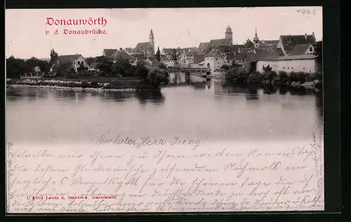 AK Donauwörth, Teilansicht von der Donaubrücke aus