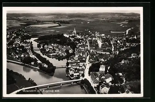AK Donauwörth, Ortsansicht, Fliegeraufnahme