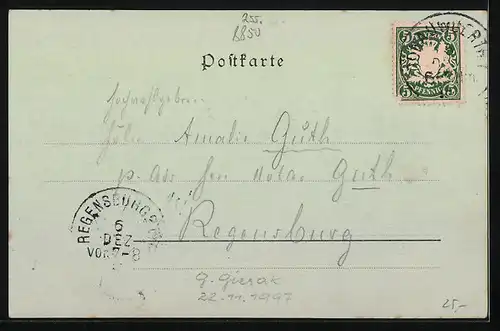 Mondschein-AK Donauwörth, Totalansicht mit Kirchen