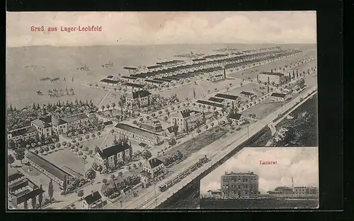 AK Lechfeld /Truppenlager, Totalansicht, Lazaret