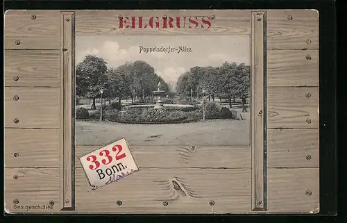 AK Bonn, Poppelsdorfer-Allee, Platz mit Brunnen