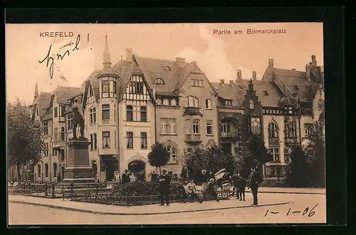 AK Krefeld, Strasseneck am Bismarckplatz
