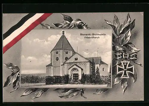 AK Friedrichsruh, Bismarck-Gruftkapelle, Eisernes Kreuz, Lorbeerzweig