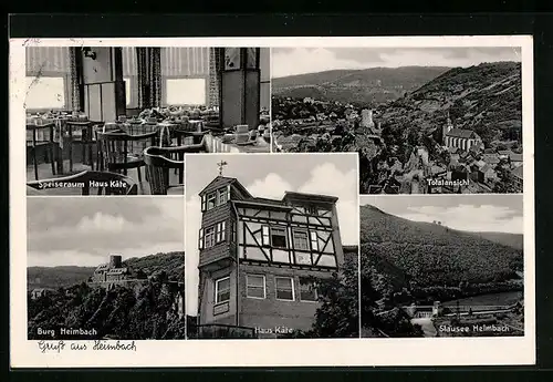 AK Heimbach /Eifel, Gasthaus Käte, Stausee Heimbach, Totalansicht, Burg