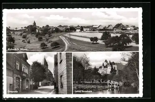 AK Kirchesch, Ortspanorama, Ortspartie mit Kirche