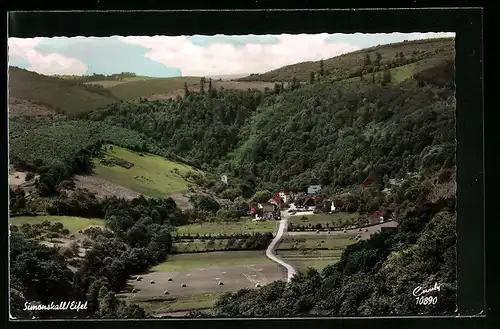AK Simonskall /Eifel, Blick auf Wohnhäuser umgeben von Wäldern