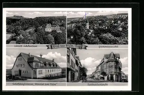AK Wissen /Sieg, Schloss Schönstein, Erholungsheim, Maria am Stein`, Rathausstrasse