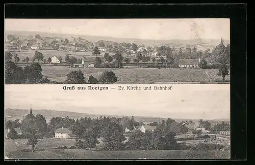 AK Roetgen, Ev. Kirche und Bahnhof