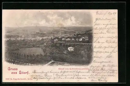 AK Eitorf, Ansicht der Ortschaft vom Keltersberg gesehen