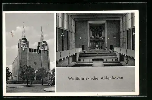 AK Aldenhoven, Innen- und Aussenansicht Wallfahrtskirche