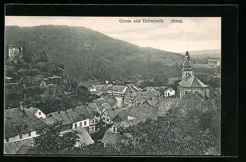 AK Heimbach /Eifel, Teilansicht über den Ort aus der Vogelschau