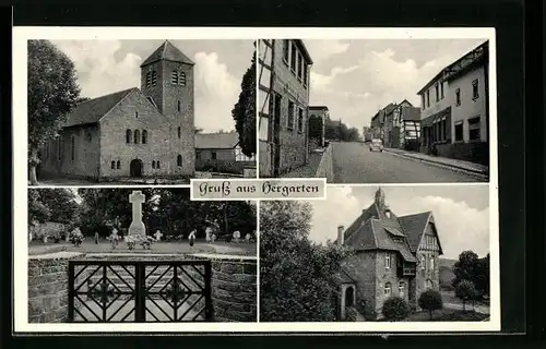 AK Hergarten /Eifel, Gasthof und Kaufhaus Jos. Kühl, Kirche