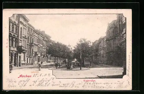 AK Aachen, Kaiserallee mit Passanten