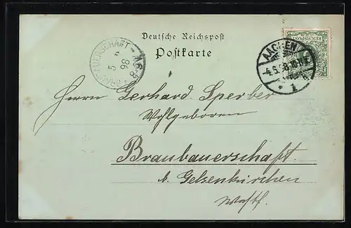 Mondschein-AK Aachen, Kurhaus und Rosengarten