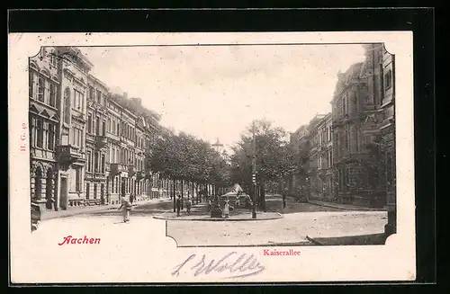 AK Aachen, Kaiserallee mit Anwohnern