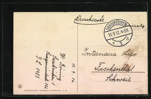 AK Saarbrücken-St. Johann, Louisenbrücke mit Strassenbahn