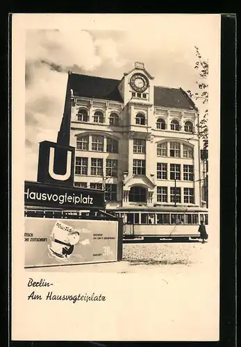 AK Berlin, Strassenbahn am Hausvogteiplatz