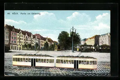 AK Köln-Neustadt, Strassenpartie am Ubierring mit Strassenbahn