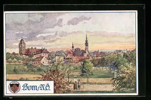 AK Deutscher Schulverein Nr. 722: Horn, Blick über Felder auf den Ort