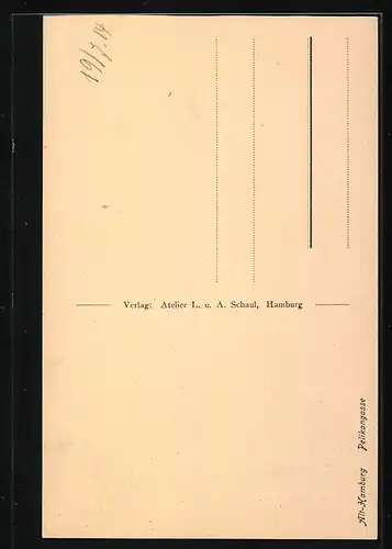 AK Alt-Hamburg, Pelikangasse mit Passanten