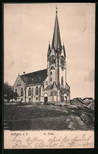 AK Hofheim a. T., Blick auf die Ev. Kirche