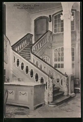 AK Lübeck, Schabbel-Haus, Treppe a. d. Diele
