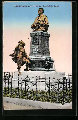 AK Säckingen am Rhein, am Scheffel-Denkmal