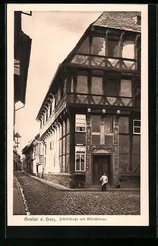 AK Goslar, Jakobistrasse mit Mönchehaus