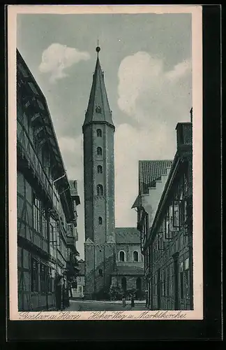 AK Goslar, Hoher Weg mit Marktkirche