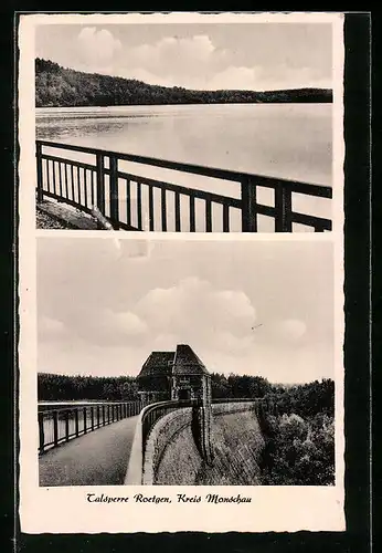 AK Roetgen /Kreis Monschau, Blick auf den See und die Talsperre