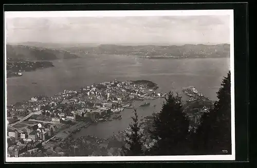 AK Bergen, Panorama aus der Vogelschau