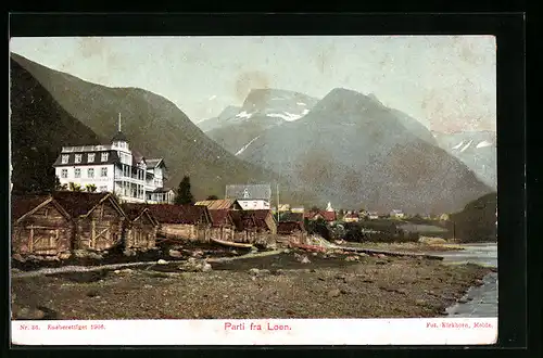 AK Loen, Ortspartie mit Gebäuden